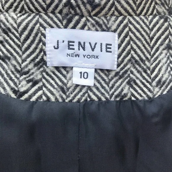 Womens J'Envie Black/Gray Striped Wool 3/4 Sleeve - Picture 2 of 9